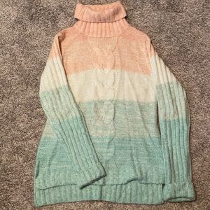 Pink, white, and blue chunky sweater